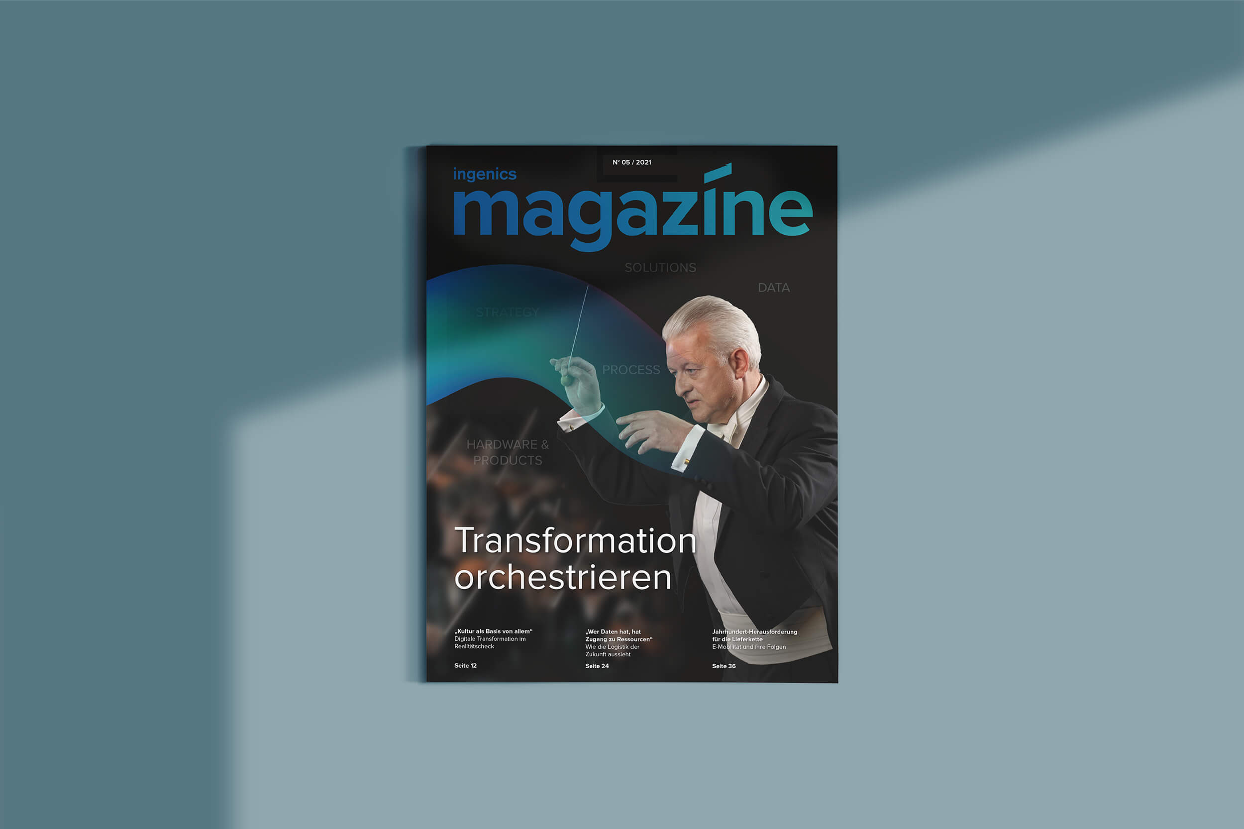 Magazincover von Ingenics mit Aufschrift „Transformation orchestrieren“